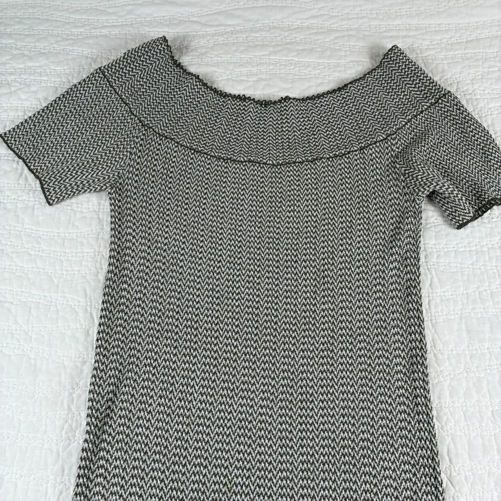 Callahan Midi Dress M Chevron Knit Off Shoulder Short Sleeve Revolve Retro Chic